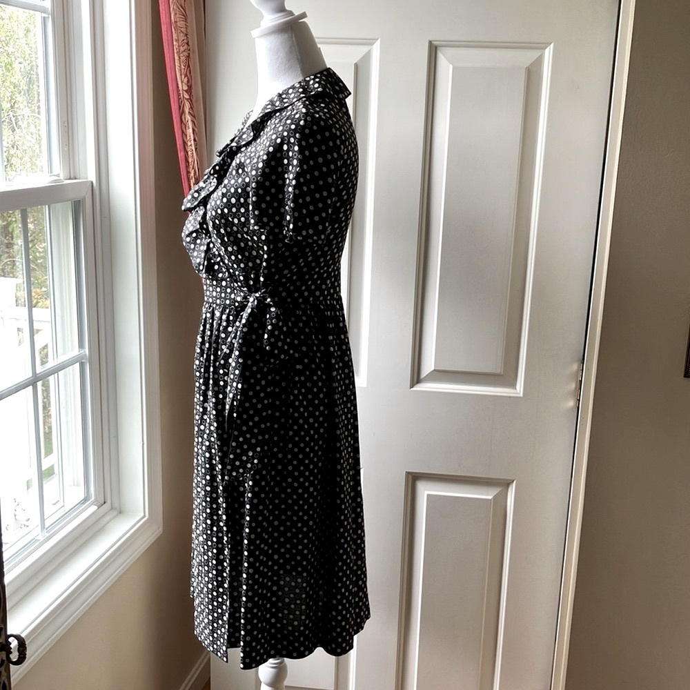 J. Crew Silk Wrap Polka-Dot Dress Black/White Size 4 - Picture 8 of 16